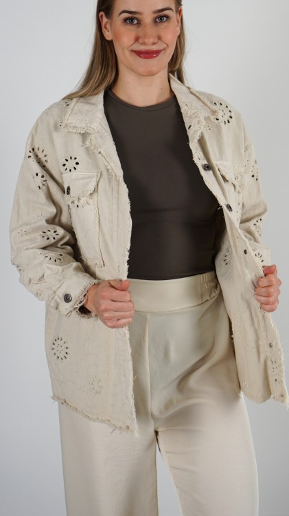 Kurtka Jeansowa Ażurkowa Beżowa CANRI V2.1.JPG