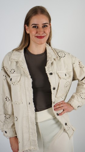 Kurtka Jeansowa Ażurkowa Beżowa CANRI V2.2.JPG