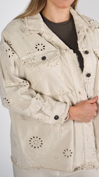 Kurtka Jeansowa Ażurkowa Beżowa CANRI V2.4.JPG