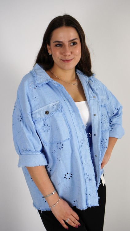 Kurtka Jeansowa Ażurkowa Niebieska CANRI V3.2.JPG