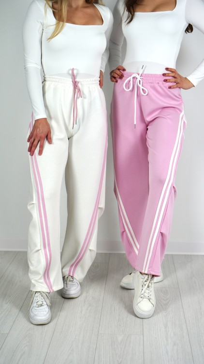 Spodnie Materiałowe Białe z Lampasami ADIO V1.3.JPG