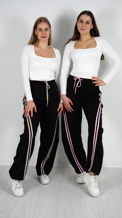 Spodnie Materiałowe Czarne z Różem ADIO V4.1.JPG