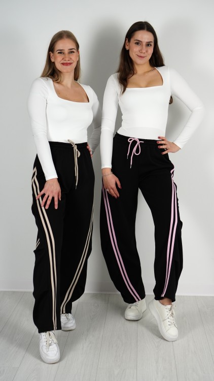 Spodnie Materiałowe Czarne z Różem ADIO V4.2.JPG