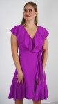 Sukienka Kopertowa z Falbankami Fioletowa BABINO