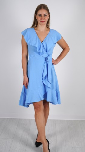 Sukienka Kopertowa z Falbanami Błękitna BABINO V7.1.JPG