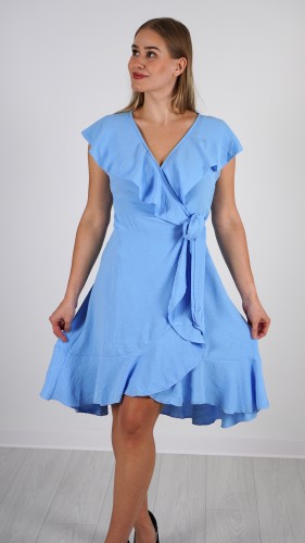Sukienka Kopertowa z Falbanami Błękitna BABINO V7.3.JPG