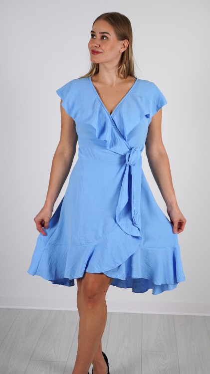 Sukienka Kopertowa z Falbanami Błękitna BABINO V7.3.JPG