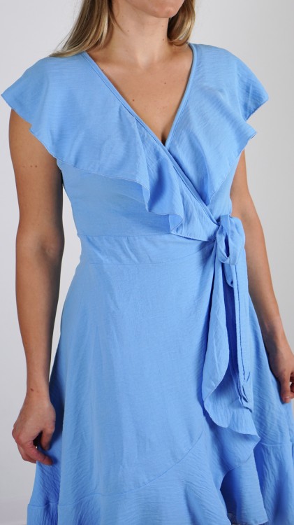 Sukienka Kopertowa z Falbanami Błękitna BABINO V7.4.JPG