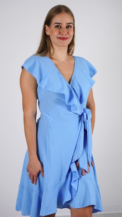 Sukienka Kopertowa z Falbanami Błękitna BABINO V7.5.JPG