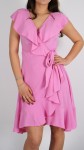 Sukienka Kopertowa z Falbankami Różowa BABINO 
