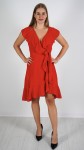 Sukienka Kopertowa z Falbankami Czerwona BABINO 