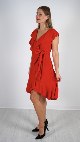Sukienka Kopertowa z Falbanami Czerwona BABINO V1.2.JPG