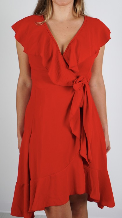 Sukienka Kopertowa z Falbanami Czerwona BABINO V1.4.JPG