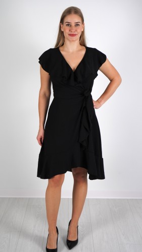 Sukienka Kopertowa z Falbanami Czarna BABINO V5.1.JPG