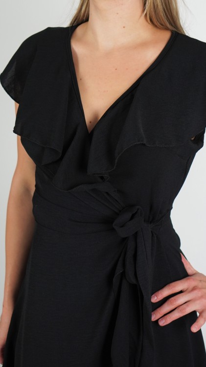 Sukienka Kopertowa z Falbanami Czarna BABINO V5.4.JPG