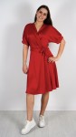 Sukienka Kopertowa Satynowa Czerwona SEKRITA  