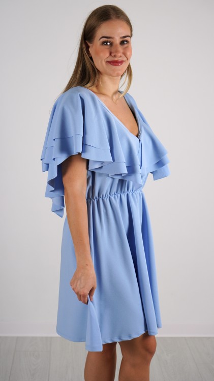 Sukienka Mini z Falbanką Błękitna PAWIO V5.2.JPG