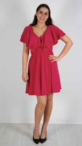 Sukienka Mini z Falbanką Różowa PAWIO V4.1.JPG