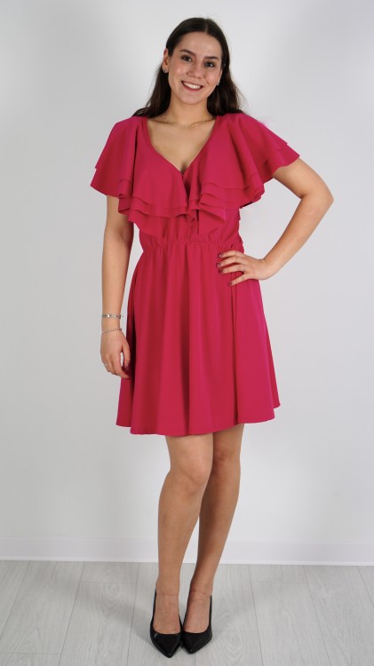 Sukienka Mini z Falbanką Różowa PAWIO V4.1.JPG