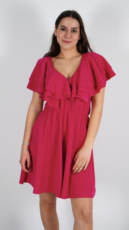 Sukienka Mini z Falbanką Różowa PAWIO V4.2.JPG