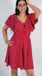 Sukienka Mini z Falbanką Różowa PAWIO 