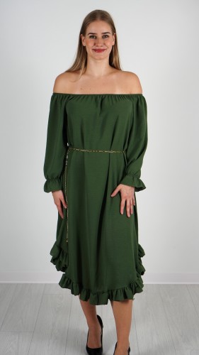 Sukienka Hiszpanka z Paskiem Khaki ELYZO V3.1.JPG