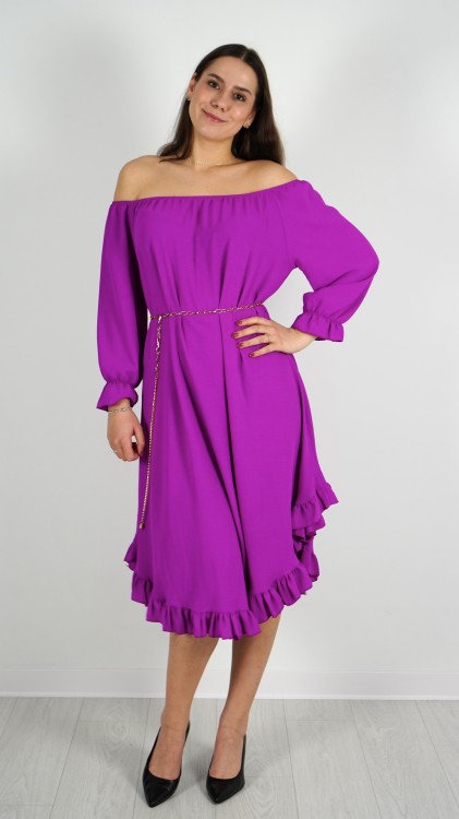 Sukienka Hiszpanka z Paskiem Fioletowa ELYZO V6.1.JPG