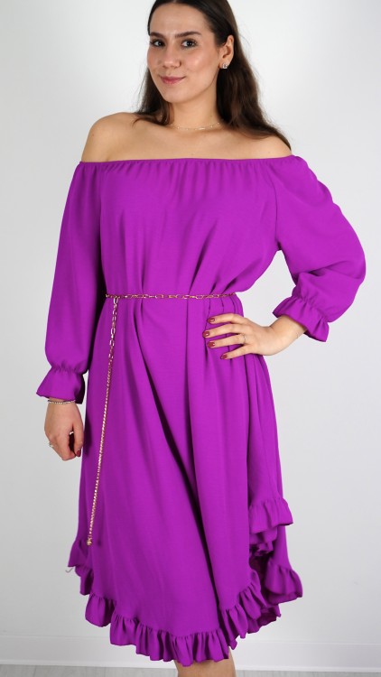 Sukienka Hiszpanka z Paskiem Fioletowa ELYZO V6.3.JPG