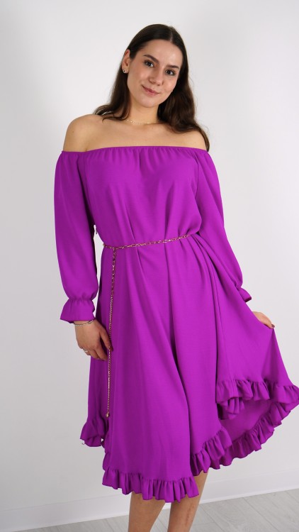 Sukienka Hiszpanka z Paskiem Fioletowa ELYZO V6.4.JPG