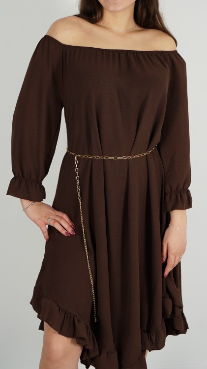 Sukienka Hiszpanka z Paskiem Brązowa ELYZO V2.4.JPG