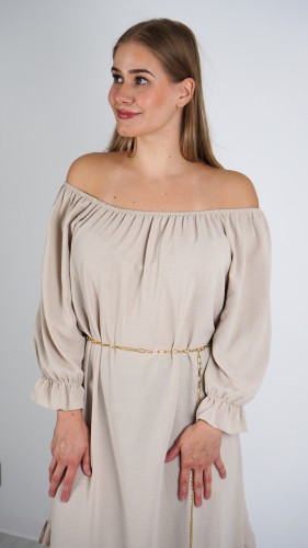 Sukienka Hiszpanka z Paskiem Beżowa ELYZO V7.4.JPG