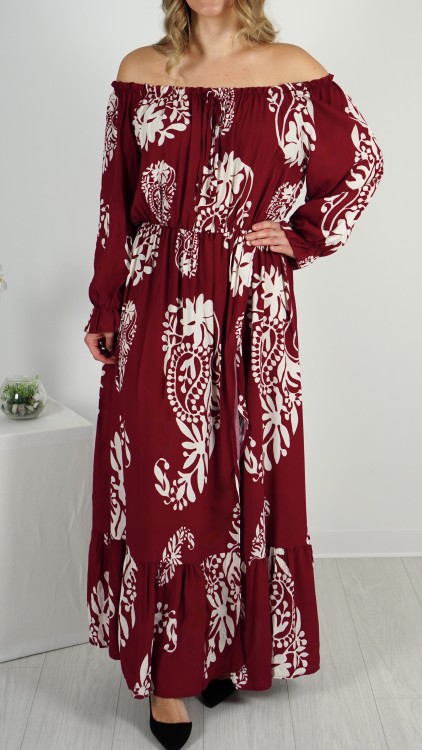 Sukienka Hiszpanka Długa Bordowa RITA V6.1.JPG
