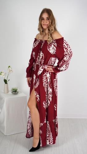 Sukienka Hiszpanka Długa Bordowa RITA V6.4.JPG