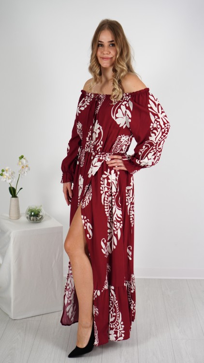 Sukienka Hiszpanka Długa Bordowa RITA V6.4.JPG