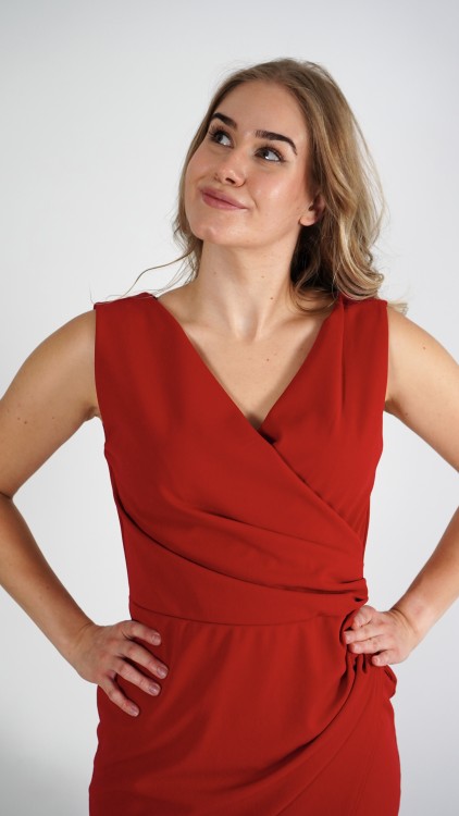 Sukienka Damska Czerwona Kopertowa IDEALE V18.5.JPG