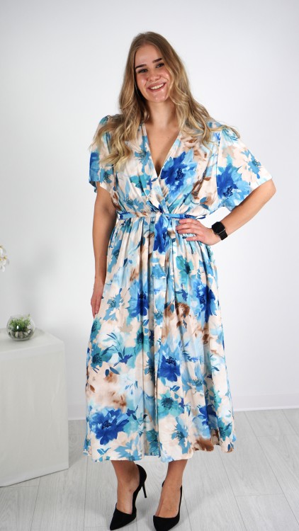 Sukienka Kopertowa Midi Zwiewna w Kwiaty SPRINGIO V3.1.JPG