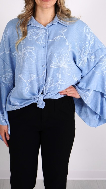 Koszula Oversize Wiązana Niebieska MONTANI 1.JPG