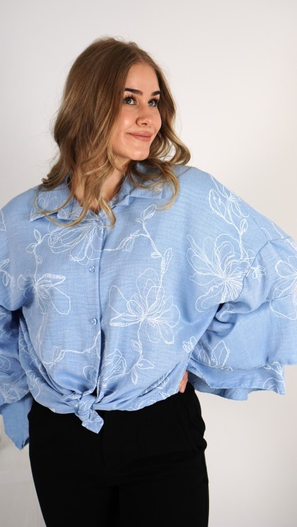 Koszula Oversize Wiązana Niebieska MONTANI 5.JPG