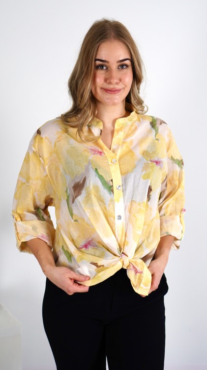 Koszula Damska Wiązana Żółta IZALI V1.2.JPG