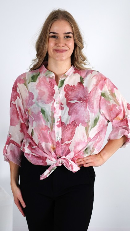 Koszula Damska Wiązana Różowa IZALI V2.1.JPG