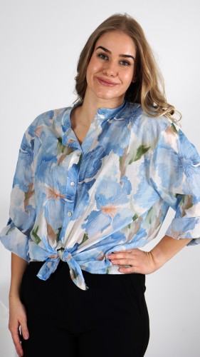 Koszula Damska Wiązana Niebieska IZALI V3.1.JPG