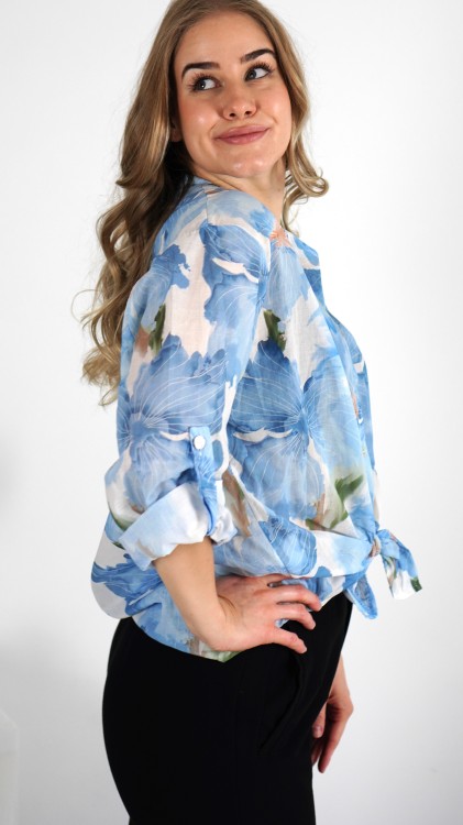 Koszula Damska Wiązana Niebieska IZALI V3.2.JPG