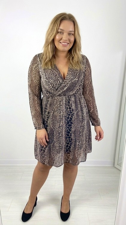 Sukienka Kopertowa Wzorzysta Brązowa PROSALI V2.1.jpeg