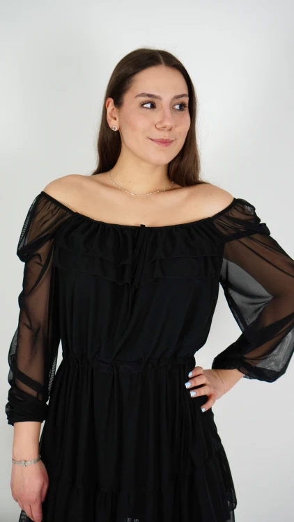 Sukienka Hiszpanka Krótka z Falbanką Czarna CATLINA V5.4.JPG