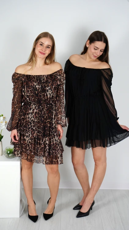 Sukienka Hiszpanka Krótka z Falbanką Czarna CATLINA V5.5.JPG