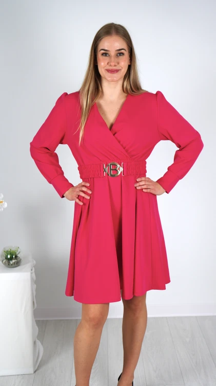 Sukienka Kopertowa Szyfonowa Różowa BRENDIO V1.5.JPG