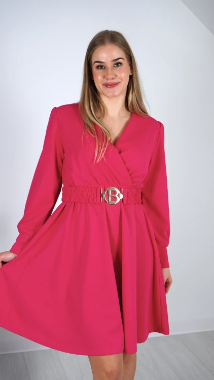 Sukienka Kopertowa Szyfonowa Różowa BRENDIO V1.7.JPG