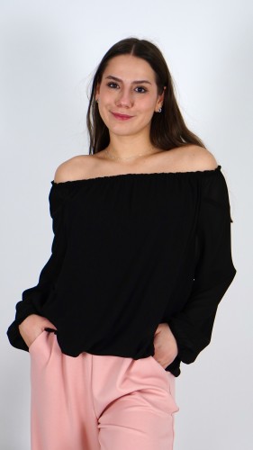 Bluzka Hiszpanka Czarna ZYTA, Luźna, Wygodna – zdjęcie 1