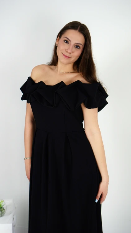 Sukienka Hiszpanka Długa Czarna DEPIO V3.3.JPG