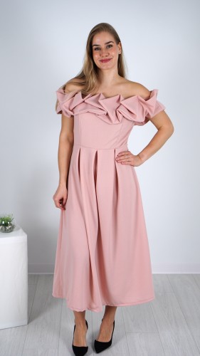 Sukienka Hiszpanka Długa Pudrowy Róż DEPIO V4.1.JPG